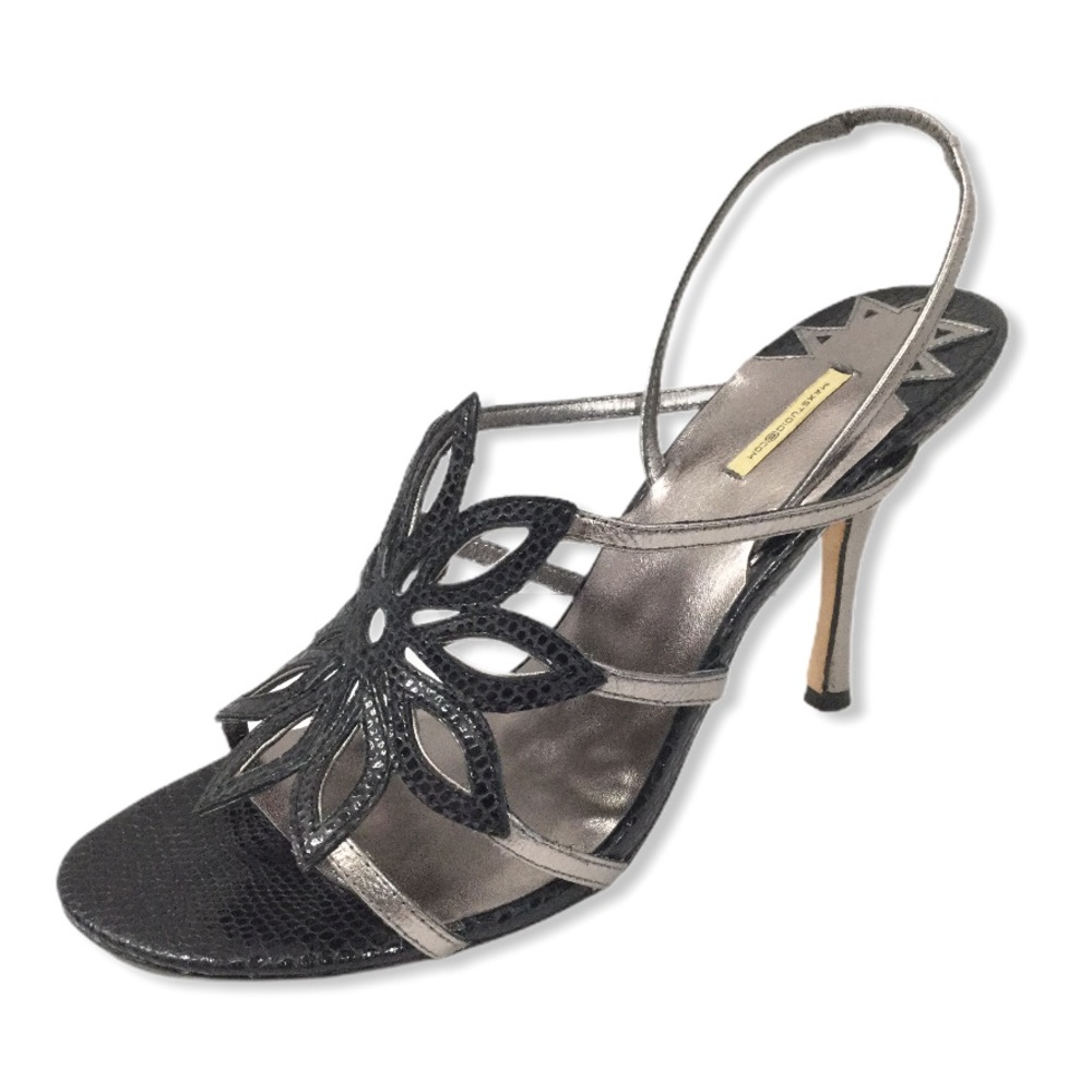 MAX STUDIO | 100% Leather Heeled Sandals - Flower Cutout - EUC - Sz: 7.5